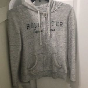 Hollister gray and white hoodie